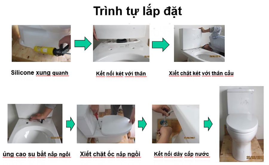 Cách lắp bàn cầu chi tiết, đơn giản