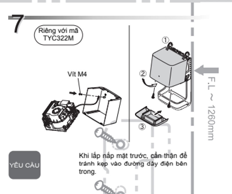 Cẩn thận để tránh kẹp vào đường dây điện