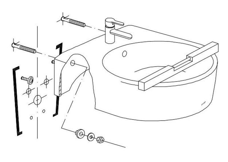 Bản vẽ lắp cố định thân chậu | cách lắp lavabo chân lửng