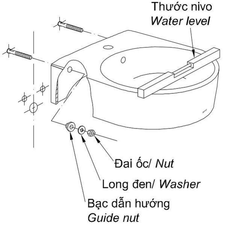 Lắp cố định thân chậu chi tiết | cách lắp chậu rửa mặt chân lửng