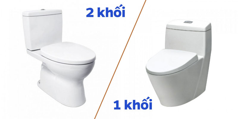 Bồn cầu 1 khối 2 khối là gì? so sánh bàn cầu 1 khối và 2 khối