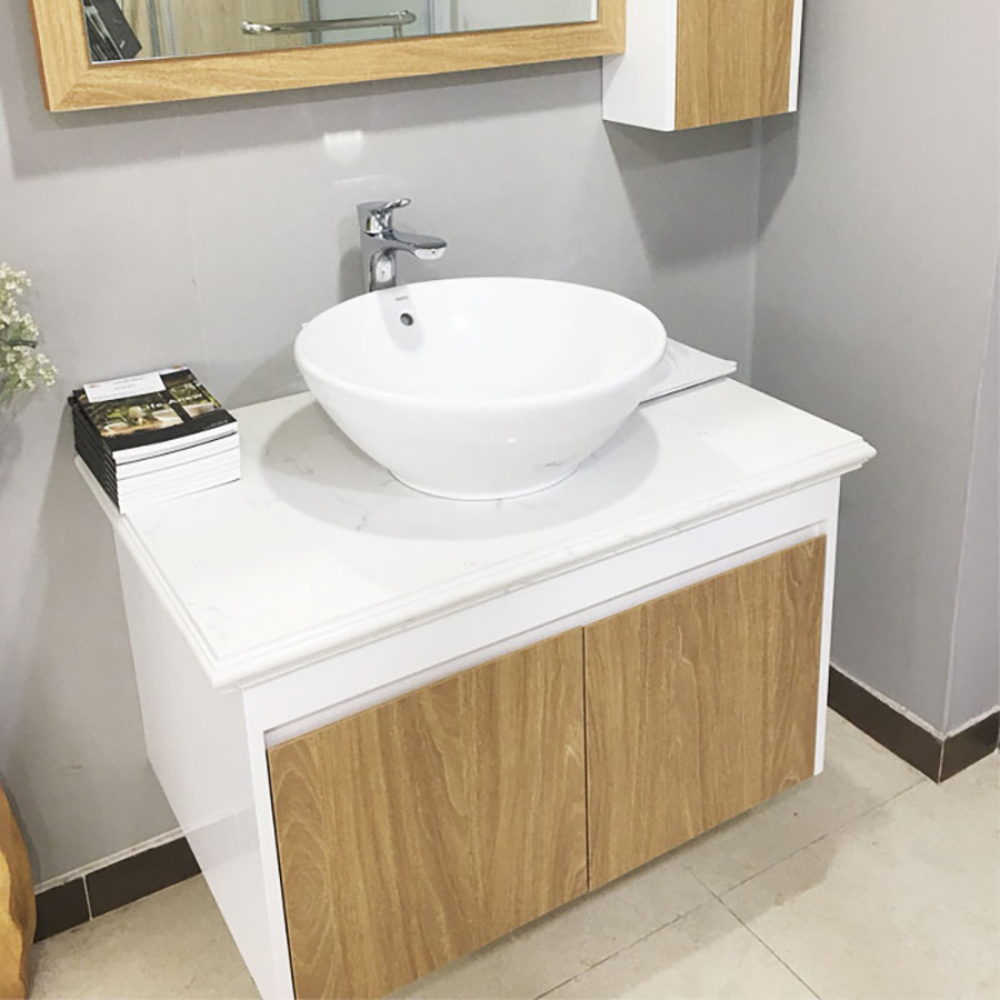 lavabo bàn đá tone màu trắng tinh khiết